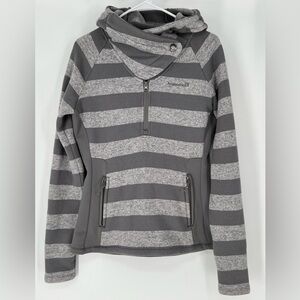 AVALANCHE GREY STRIPE HOODIE QUARTER ZIP PULLOVER OUTDOORS HIKING CAMPING CASUAL
